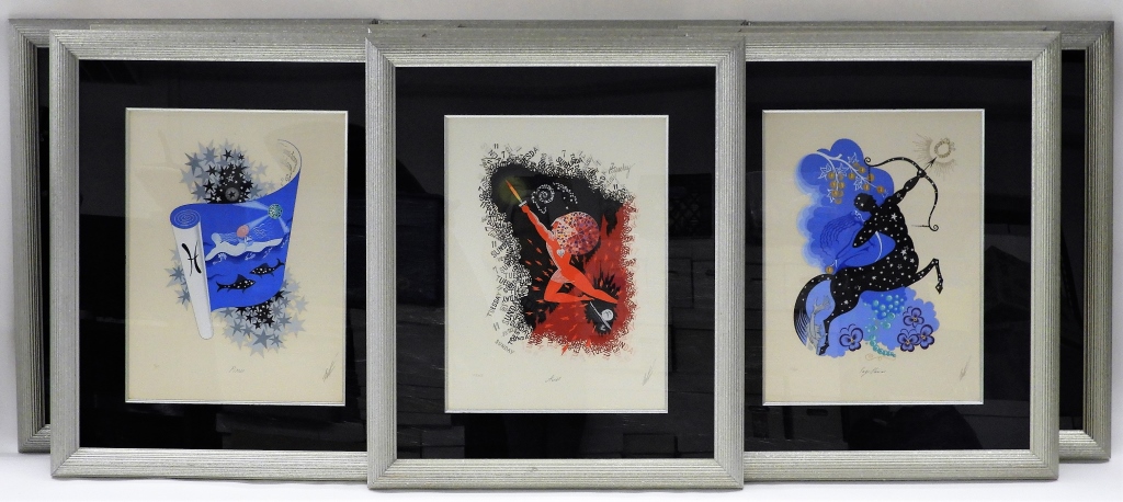 9PC ERTE ZODIAC LITHOGRAPHS New