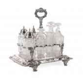 9PC GEORGE III SILVER & CUT GL