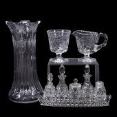 9PC GROUP CUT & ETCHED GLASS T