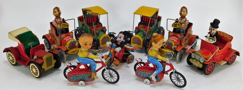 9PC JAPANESE TIN LITHO VEHICLES