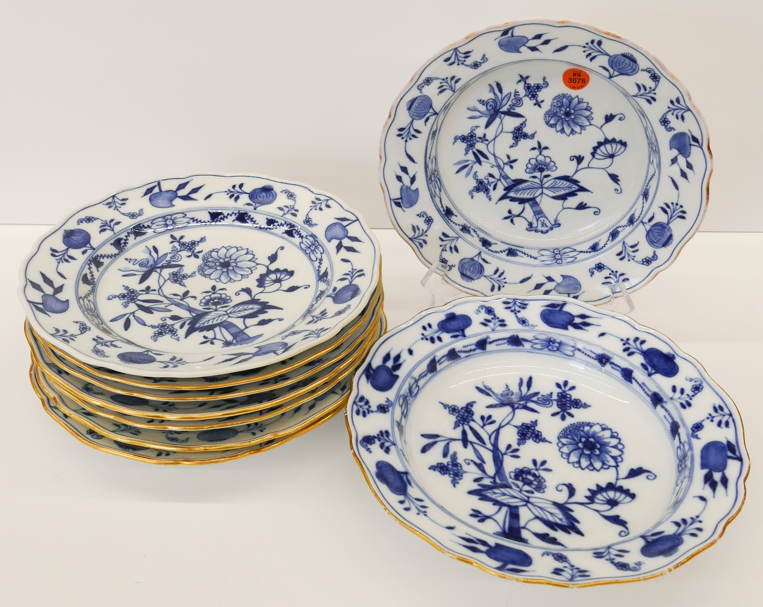 9pc Meissen Blue Onion Porcelain
