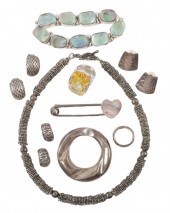 9PC MOSTLY STERLING SILVER JEW