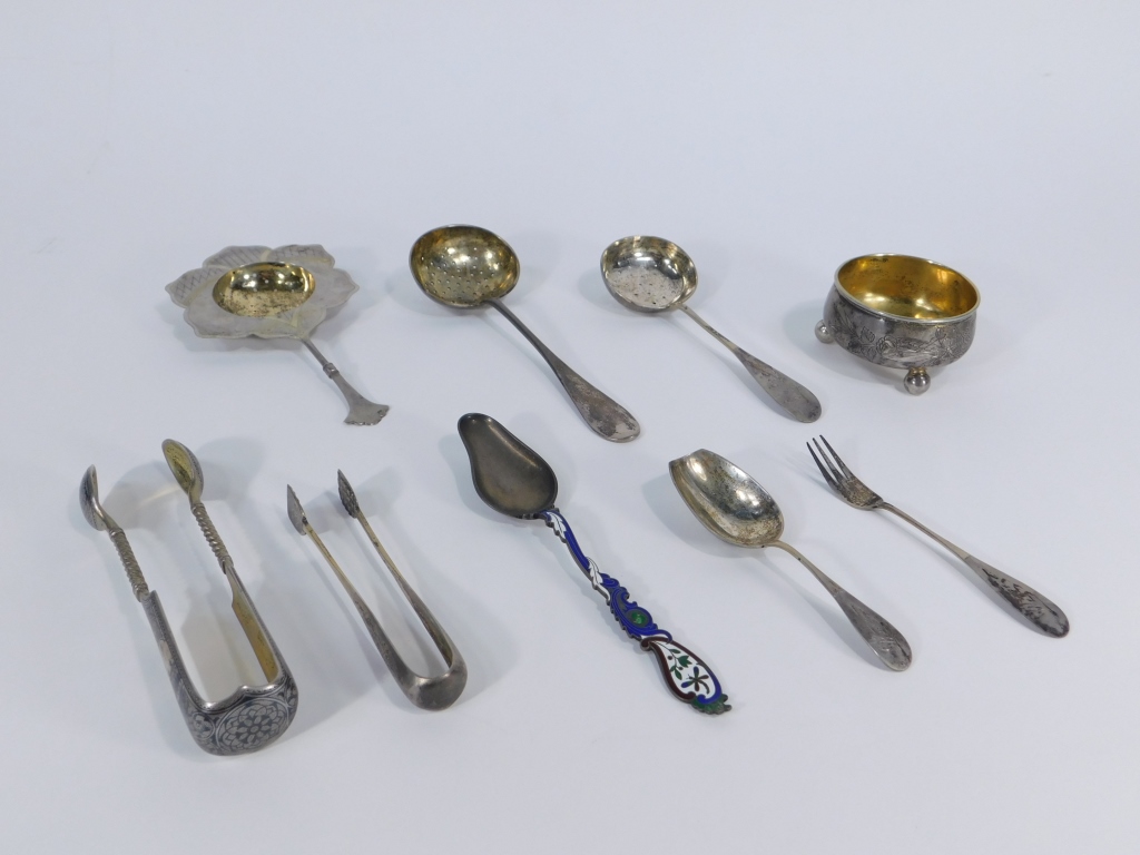 9PC RUSSIAN ENAMELED NIELLO