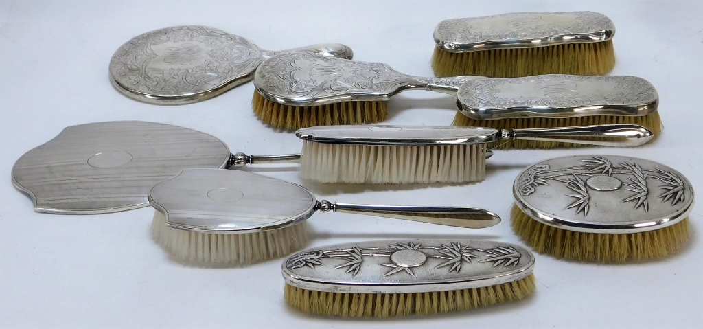 9PC SILVER BRUSH MIRROR DRESSER