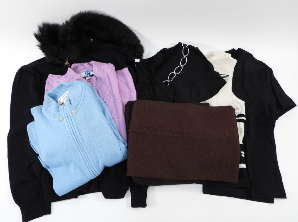 9PC ST. JOHN KNIT PANTS & TOPS SIZE