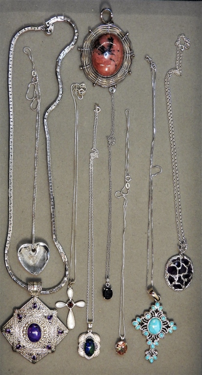 9PC STERLING SILVER SEMI & PRECIOUS
