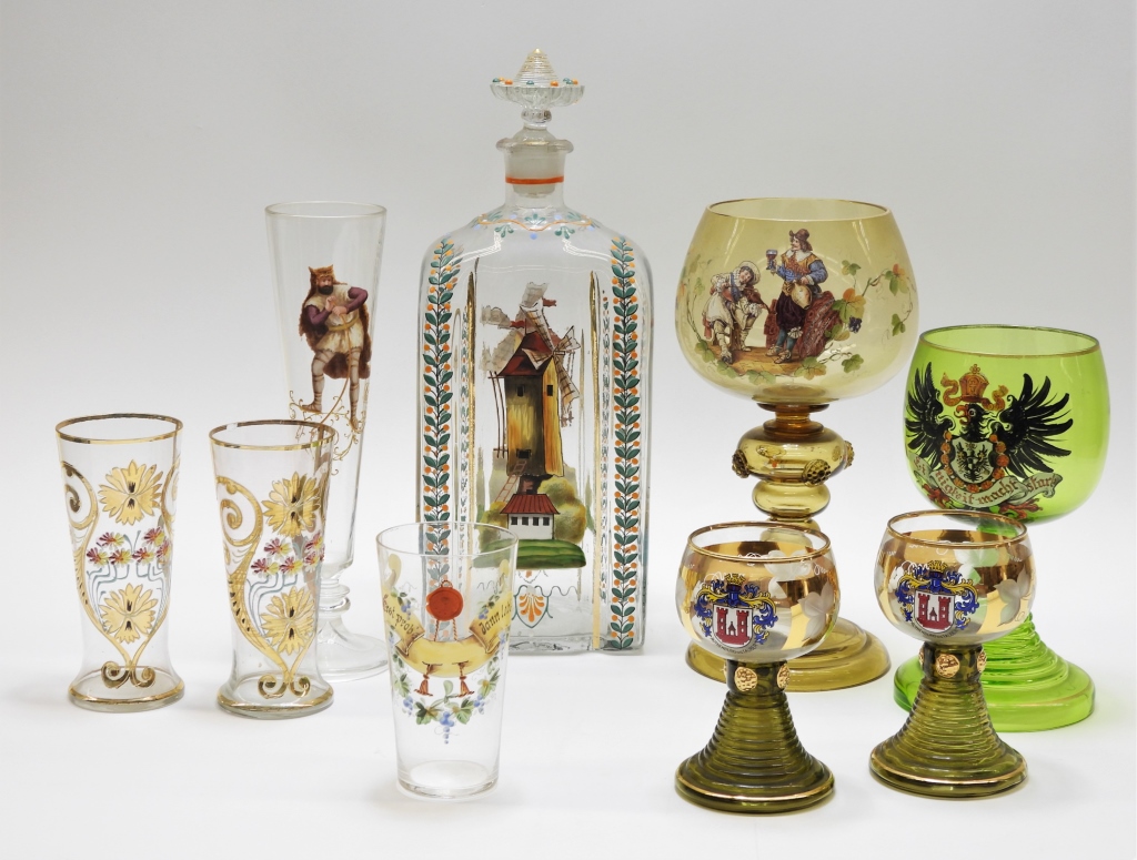 9PC STIEGEL STYLE BOHEMIAN ART