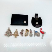 9PC SWAROVSKI CRYSTAL BROOCHES