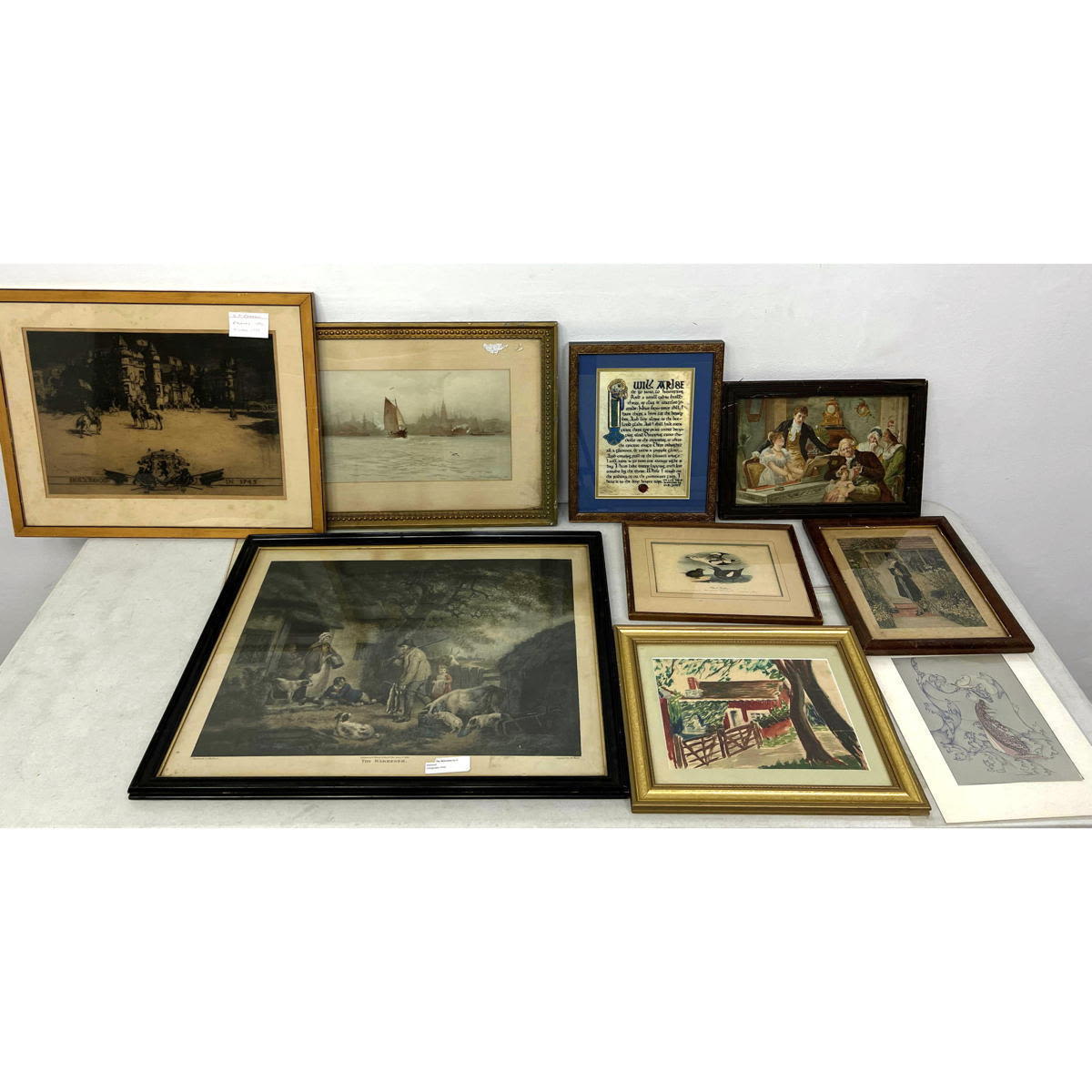 9pc Vintage Art. Most framed.
