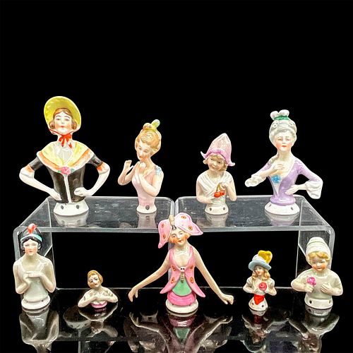 9PC VINTAGE PORCELAIN PIN CUSHION