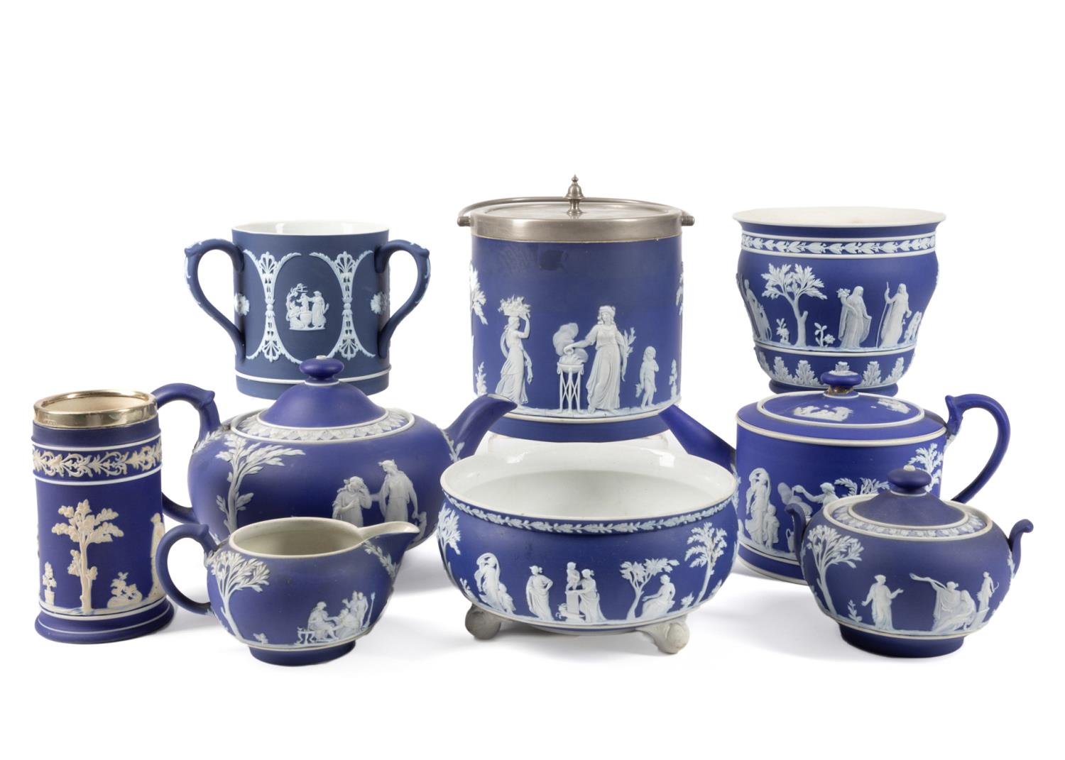 9PC WEDGWOOD DARK BLUE DIP JASPER