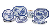 9PCS CHINESE BLUE CANTON TABLE