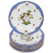 (9PCS) HEREND ROTHSCHILD BLUE