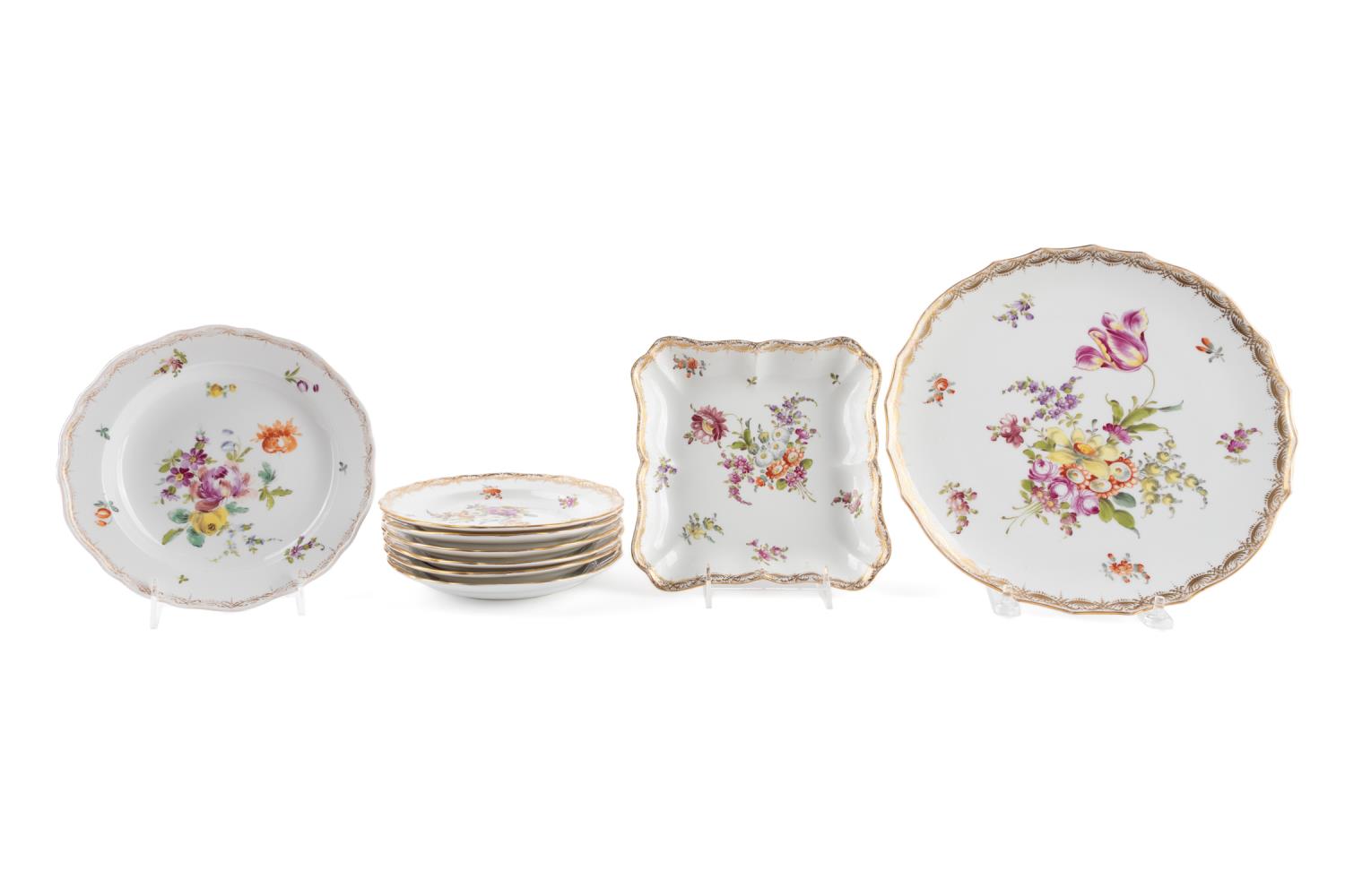9PCS MEISSEN FLORAL PATTERN