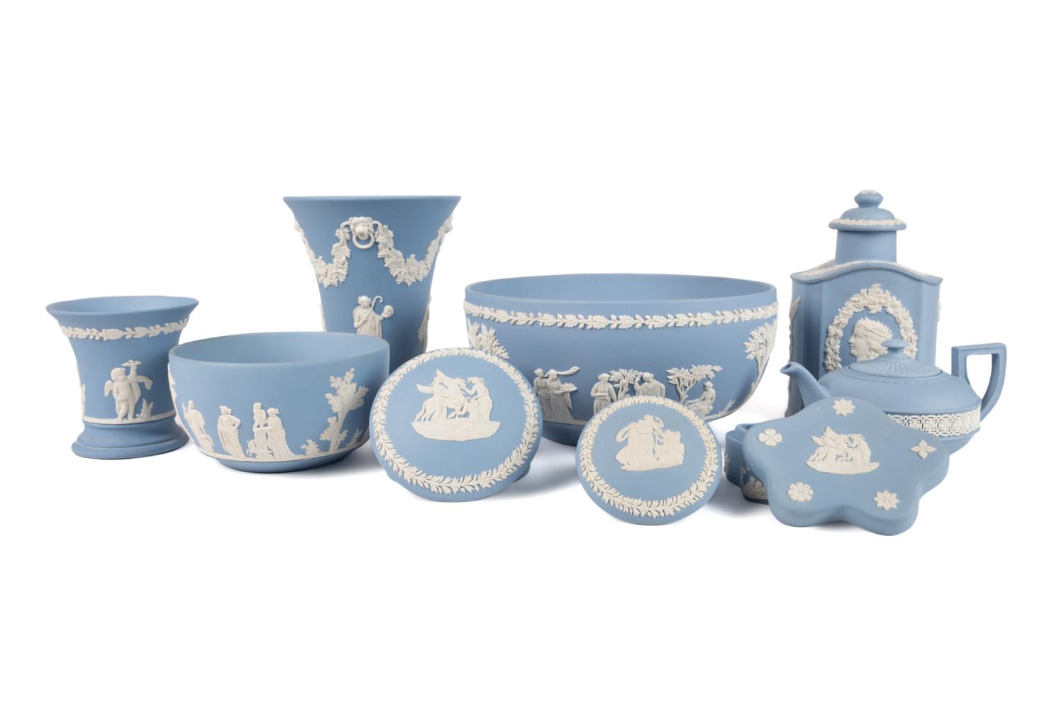 9PCS WEDGWOOD BLUE JASPERWARE TABLE