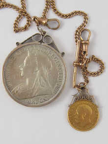 A 1/2 sovereign mounted on a 9 ct