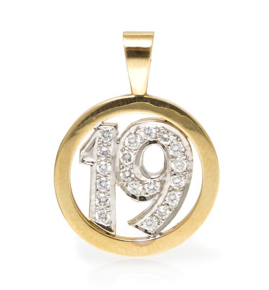 *A 14 Karat Gold and Diamond ''19''