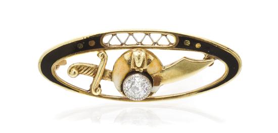 * A 14 Karat Yellow Gold Enamel and