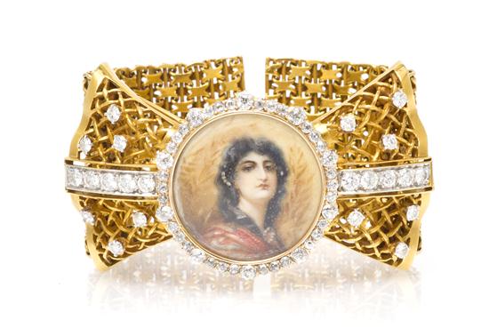 *A 14 Karat Yellow Gold Diamond and