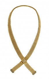 *A 14 Karat Yellow Gold Woven