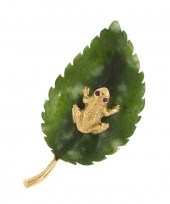 A 14 Karat Yellow Gold Jade an
