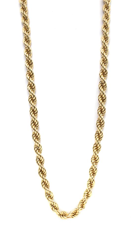 A 14 Karat Yellow Gold Rope Chain
