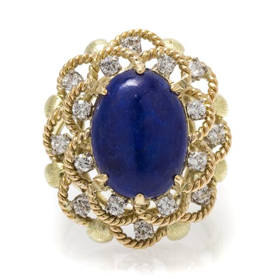 A 14 Karat Yellow Gold Lapis Lazuli