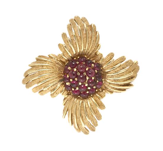A 14 Karat Yellow Gold and Garnet