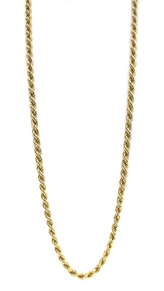 A 14 Karat Yellow Gold Rope Chain