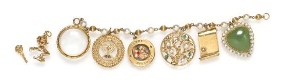 A 14 Karat Yellow Gold and Cultured