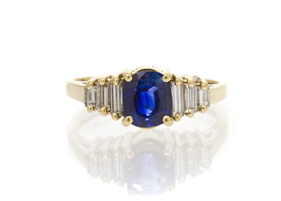 A 14 Karat Yellow Gold Sapphire and