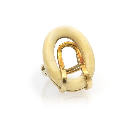 A 14 Karat Yellow Gold and Ivory