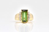 A 14CT GOLD, GREEN TOURMALINE