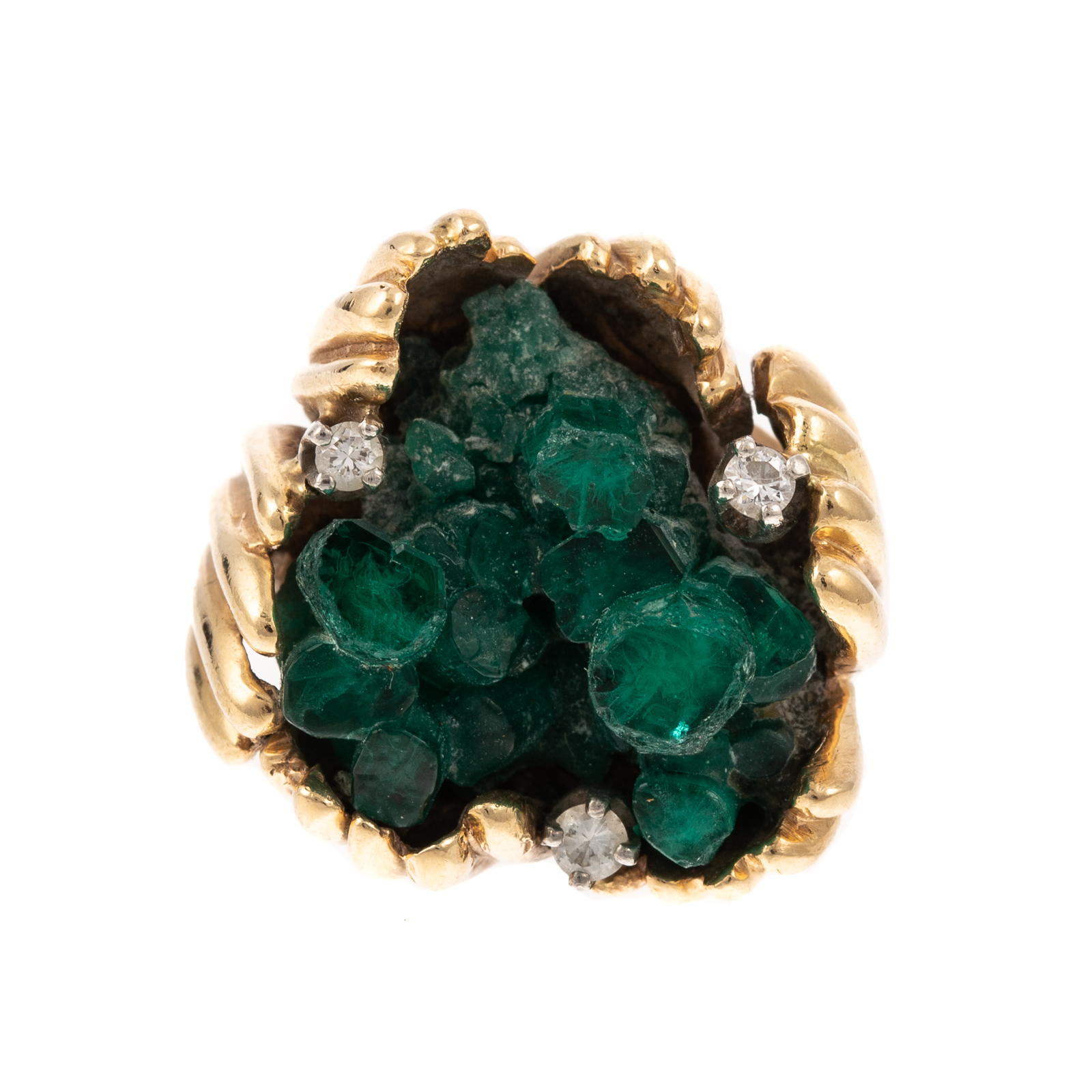 A 14K 1960S CHATHAM CRYSTAL EMERALD