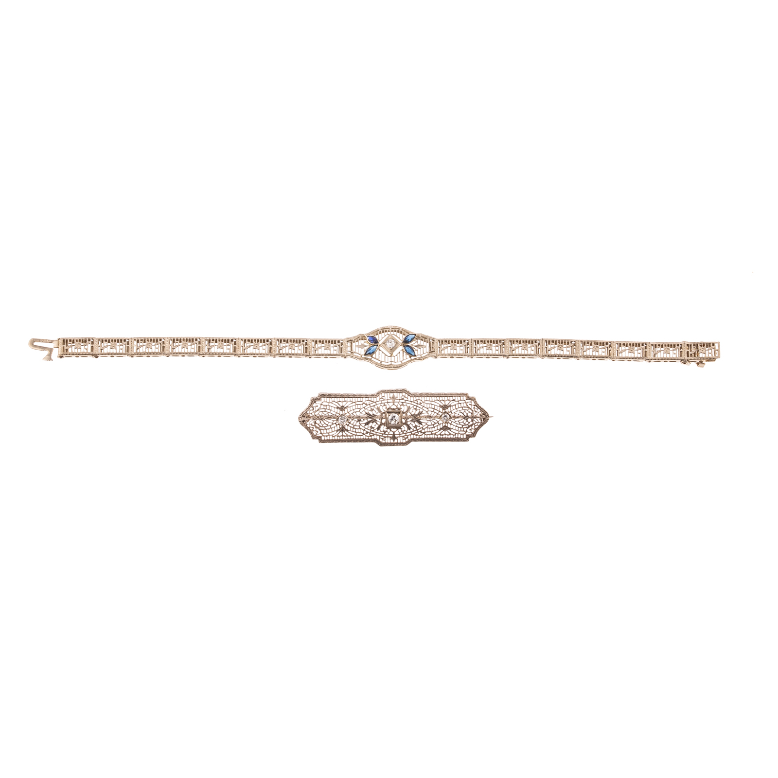 A 14K ART DECO BRACELET & 10K ART