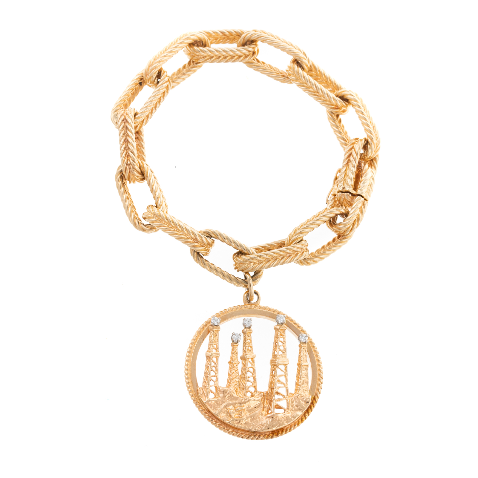 A 14K BRAIDED BRACELET WITH OIL RIG