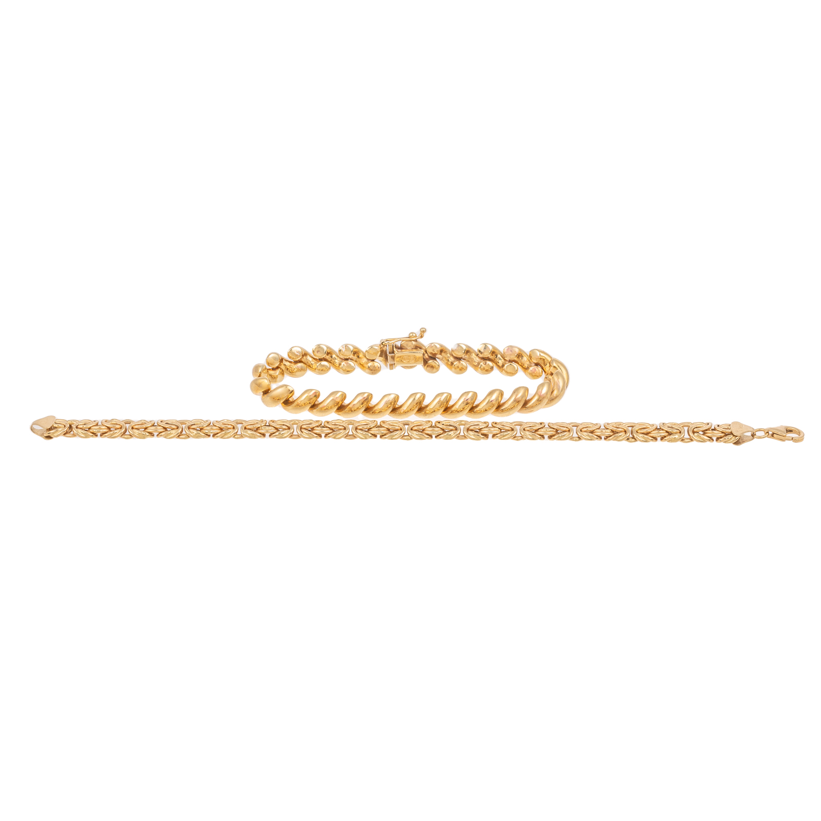A 14K BYZANTINE BRACELET & 10K