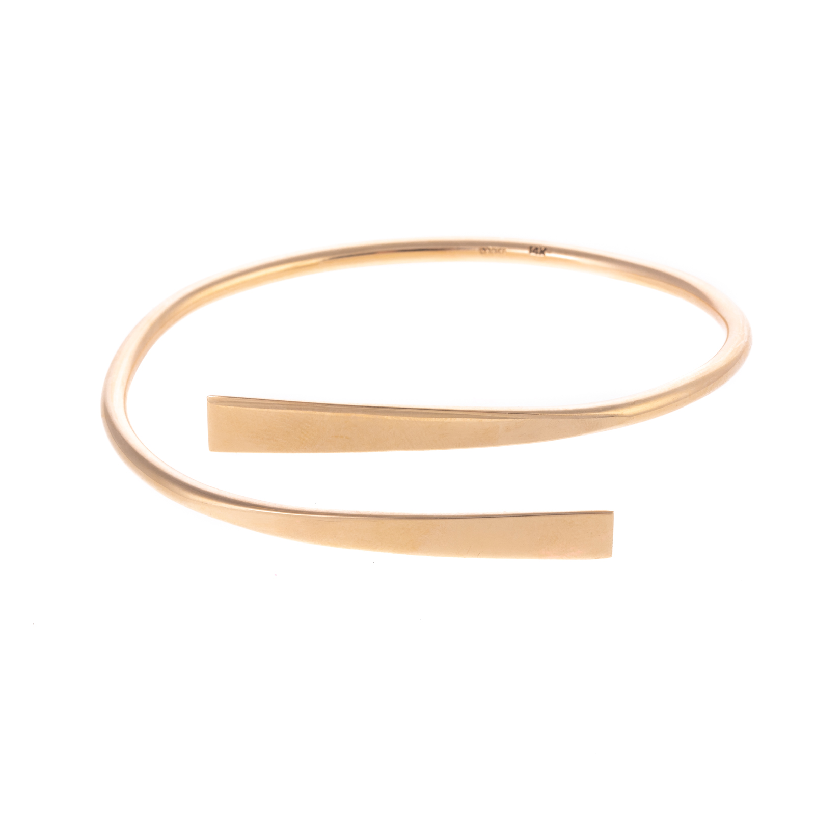 A 14K FREEFORM BYPASS BANGLE BY
