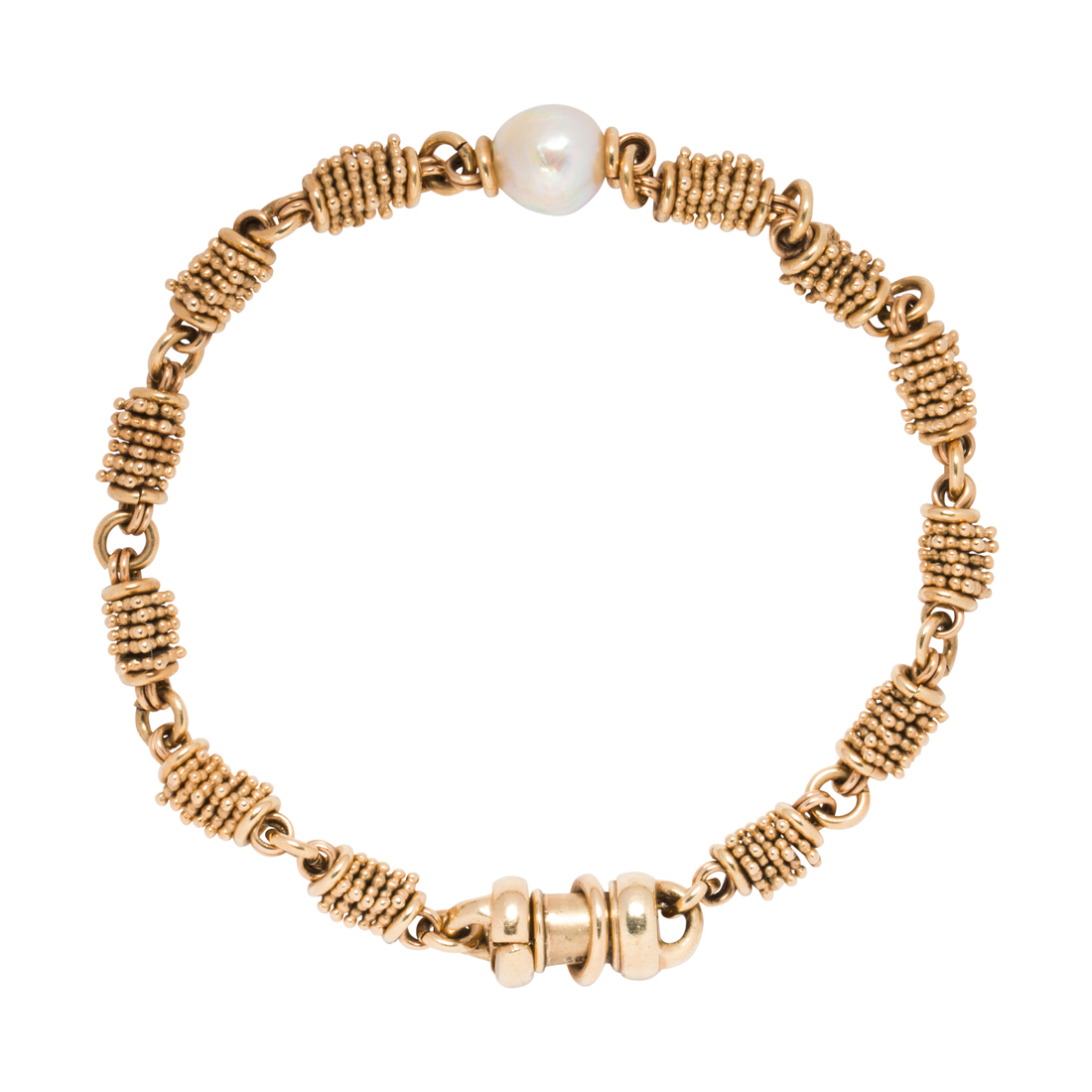 A 14K GOLD AND CULTURED PEARL