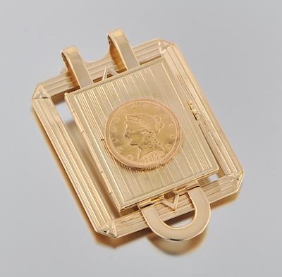 A 14k Gold and Gold Coin Money Clip
