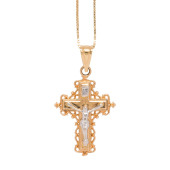 A 14K GOLD CROSS PENDANT NECKL