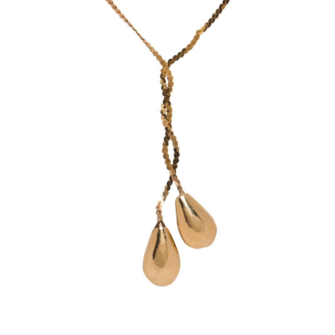 A 14K GOLD LARIAT NECKLACE A 14k