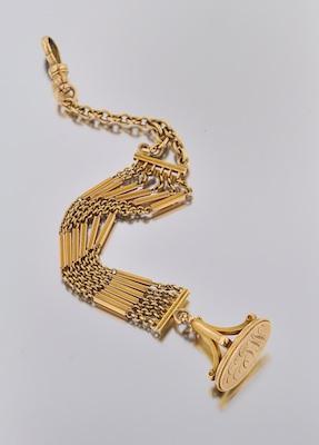 A 14k Gold Watch Fob With Chain 14k