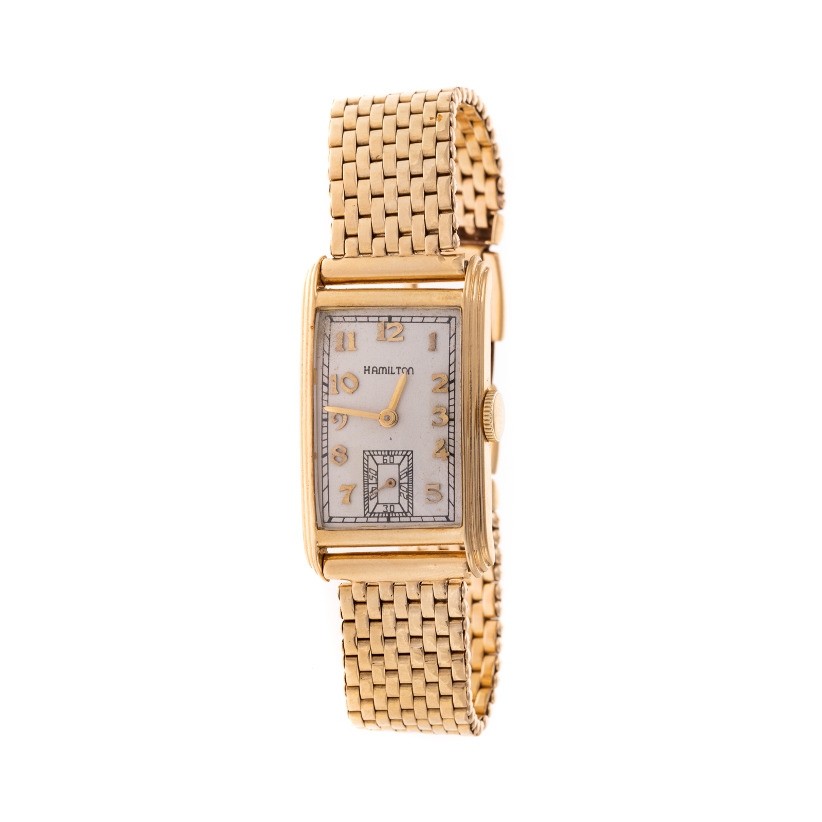 A 14K HAMILTON TANK WATCH WITH