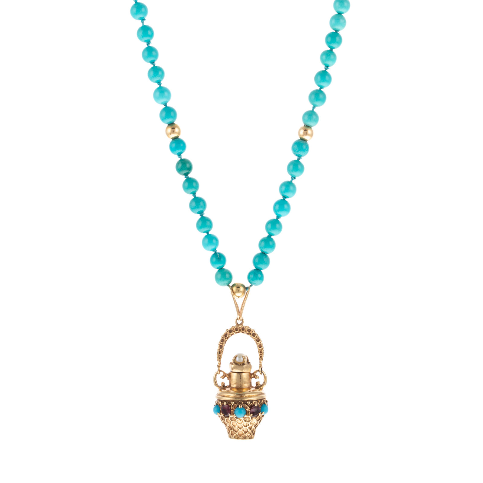 A 14K PERFUME BOTTLE TURQUOISE