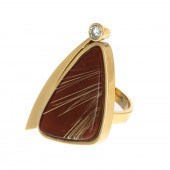 A 14K RUTILATED QUARTZ & DIAMO