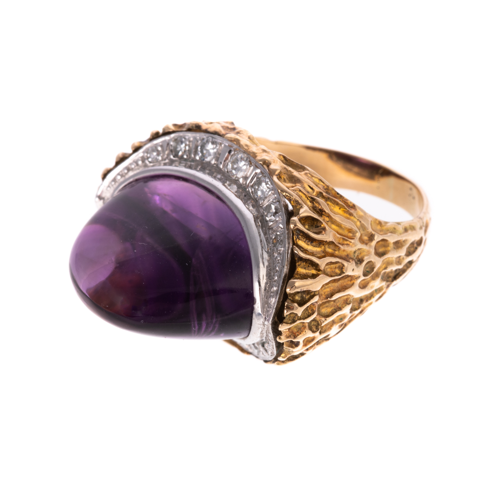 A 14K TEXTURED SUGARLOAF AMETHYST &