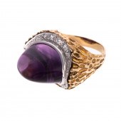 A 14K TEXTURED SUGARLOAF AMETH