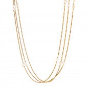 A 14K TRIPLE-STRAND KESHI PEAR