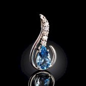 A 14K WHITE GOLD, AQUAMARINE,